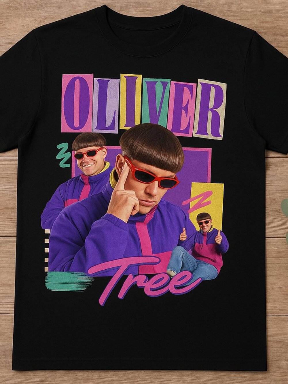 Oliver Tree Graphic T-Shirt, Retro Y2K Style Tee, Colorful Music Inspired Shirt